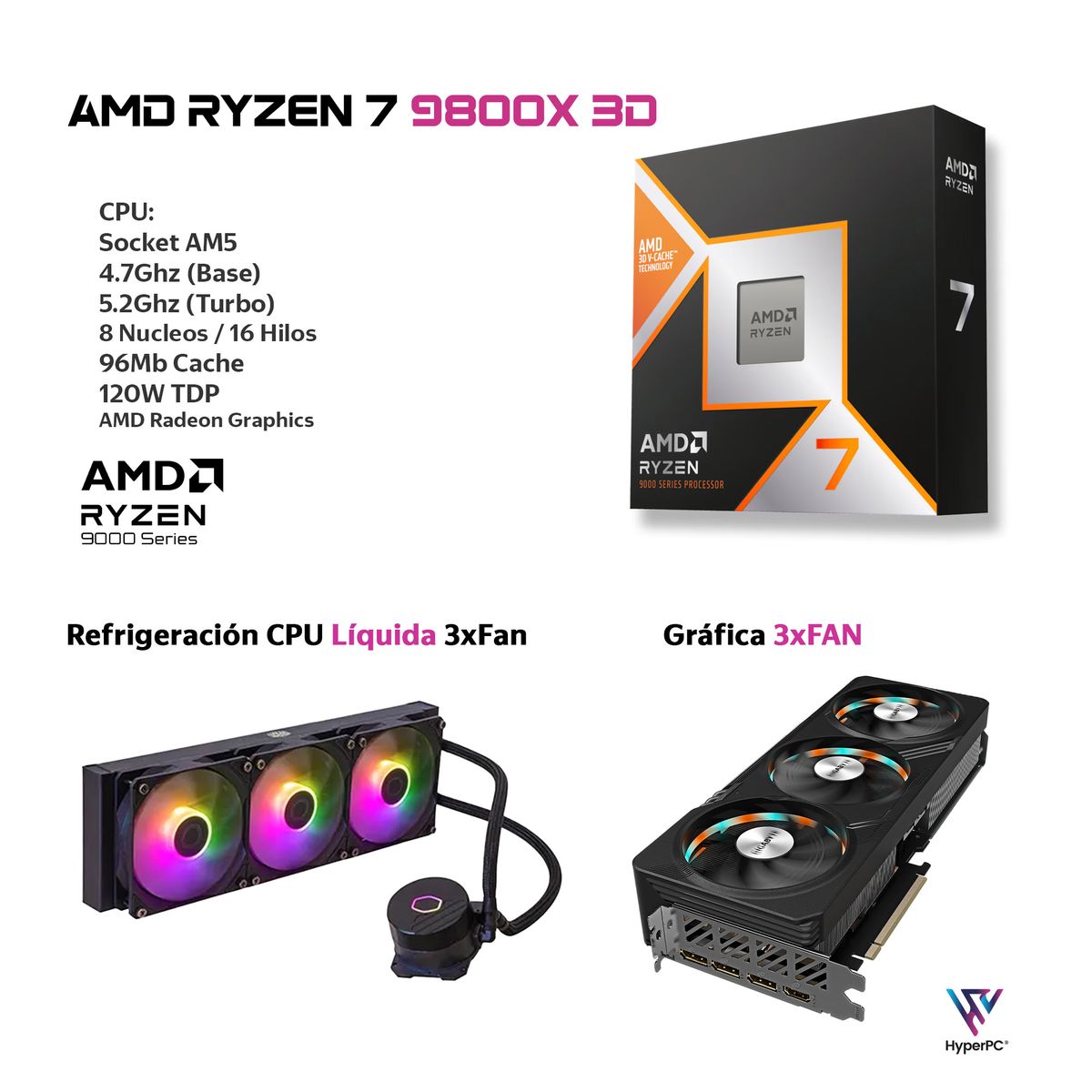 HYPERPC - PC GAMER AMD RYZEN 7 9800X3D 32Gb 2Tb RTX 5080 16Gb