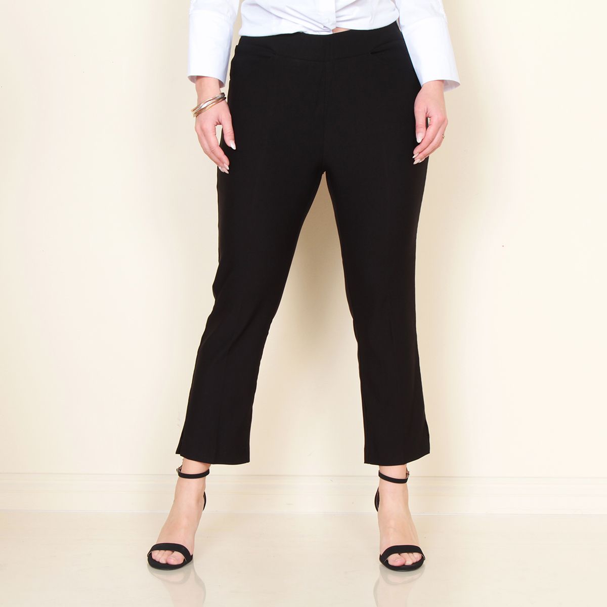 WADOS - PANTALON CROP TIRO ALTO SOLID PRETINA ELASTICA
