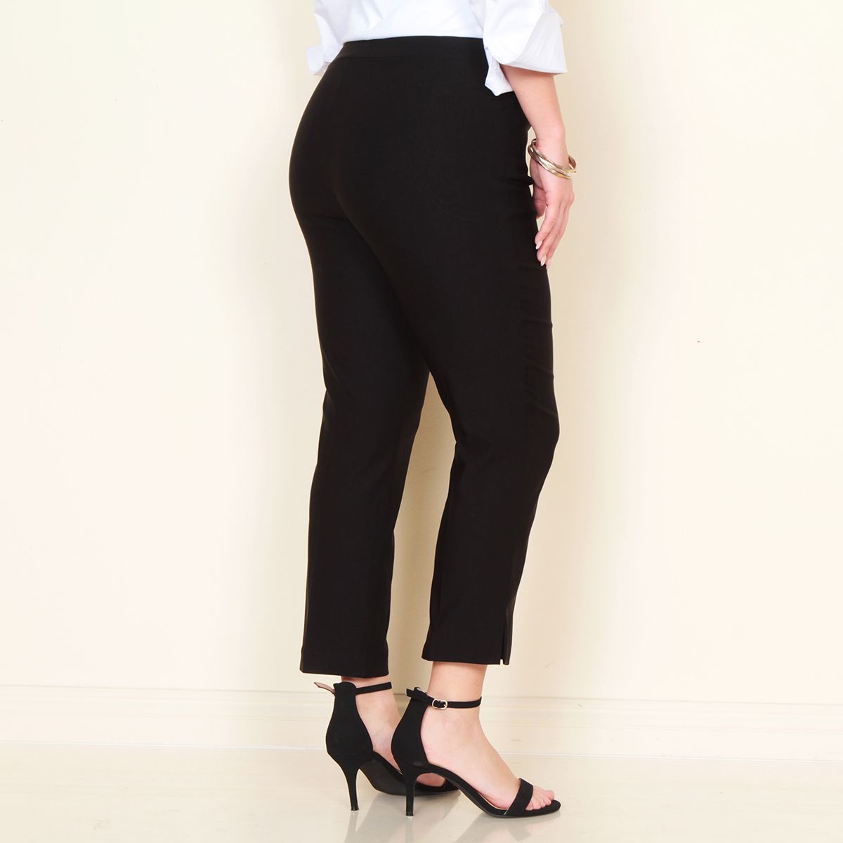 WADOS - PANTALON CROP TIRO ALTO SOLID PRETINA ELASTICA