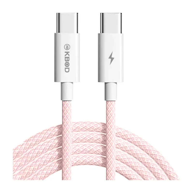 KBOD - Cable de Carga y Datos Trenzado Nylon 1mt Kbod CBO15 Tipo C Rosa