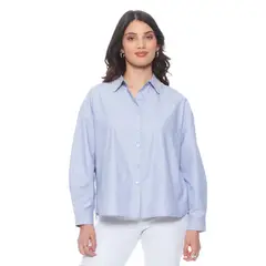 WADOS - BLUSA MANGA LARGA LISTADO ABOTONADO EN DELANTERO APLICACION CUELLO
