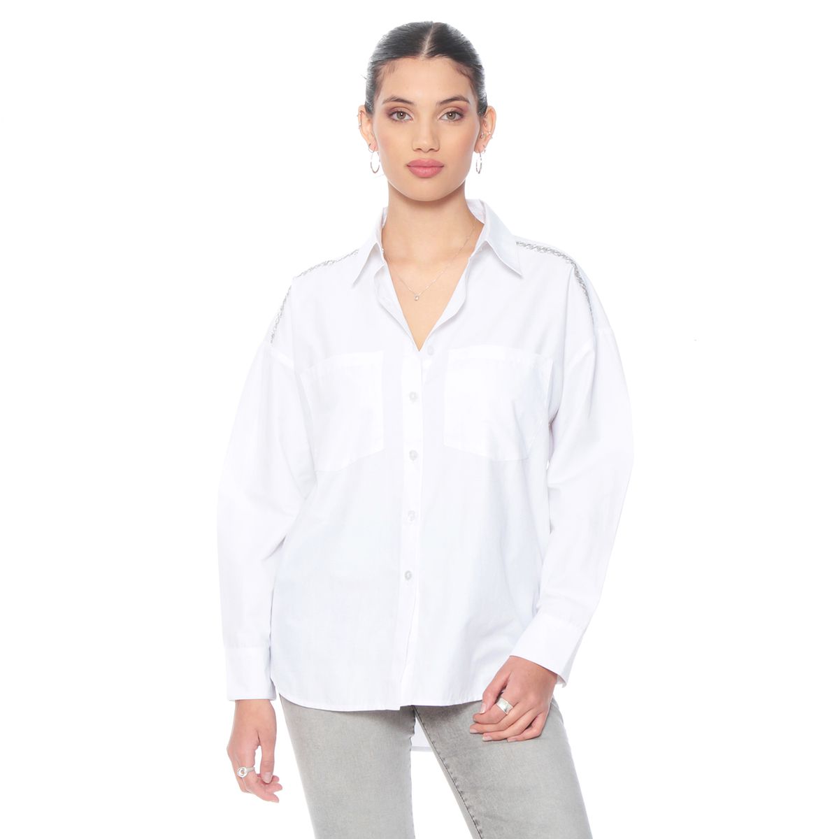 WADOS - BLUSA MANGA LARGA ABOTONADA CON BOLSILLOS Y APLICACION HOMBRO