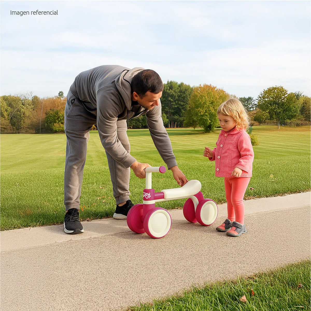 GLOWUP - Correpasillos Triciclo Infantil de 4 Ruedas Fiori Rojo GlowUp