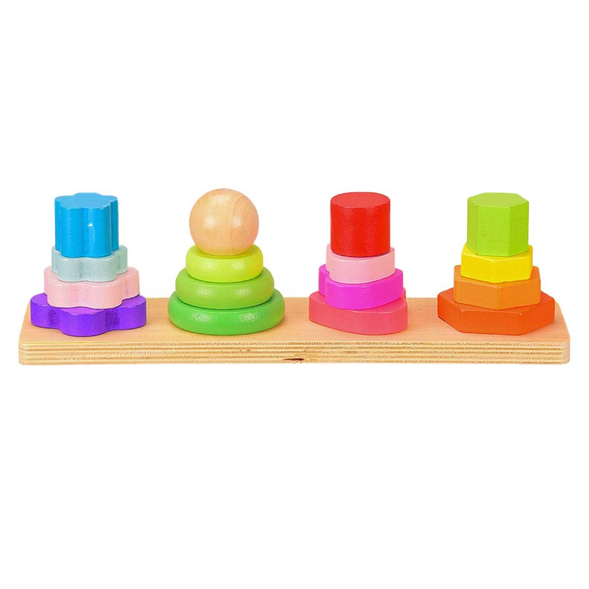 GENERICO - Juego Didáctico Torre 4 Columnas Encaje Madera Colores Niños