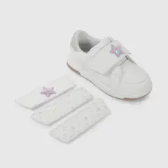 COLLOKY - Zapatilla Blanca con Velcros Intercambiables talla 21 a 27