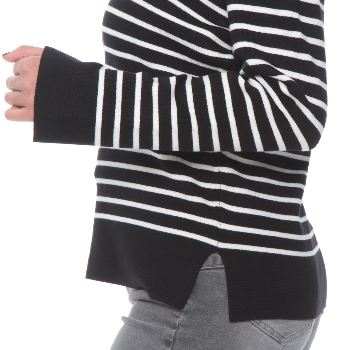WADOS - SWEATER MANGA LARGA LISTADO ESCOTE V CON CUELLO