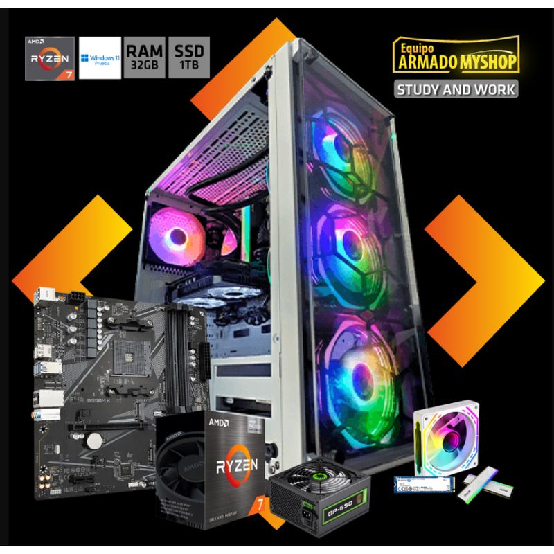 GENERICO - PC STUDY AND WORK - AMD RYZEN 7 5700G - RAM 32GB - SSD 1TB - 650W 80+ Bronce