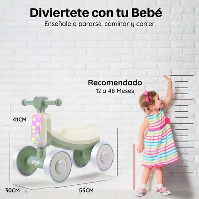Imagen 2 del producto Correpasillos Triciclo Infantil con Luz y Sonido Bambi Verde