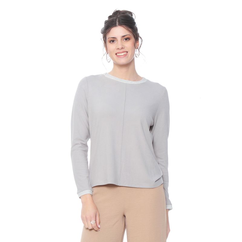 WADOS - POLERA MANGA LARGA CON LUREX EN ESCOTE