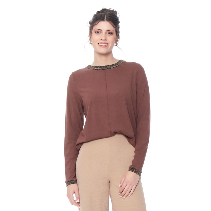 WADOS - POLERA MANGA LARGA CON LUREX EN ESCOTE