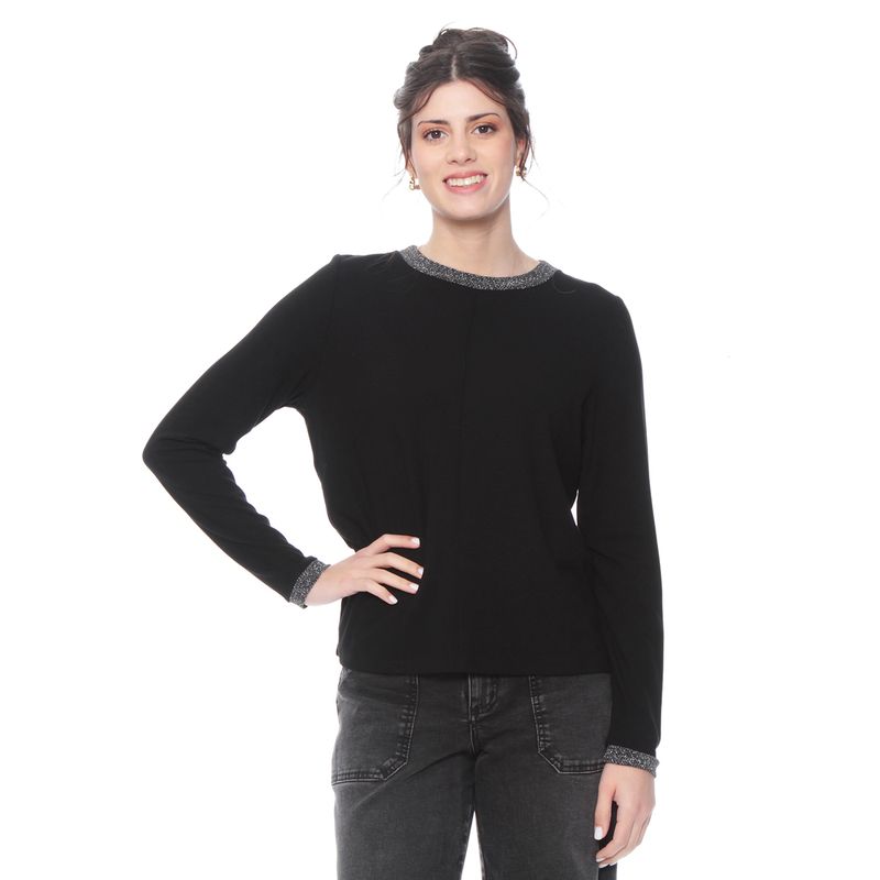 WADOS - POLERA MANGA LARGA CON LUREX EN ESCOTE