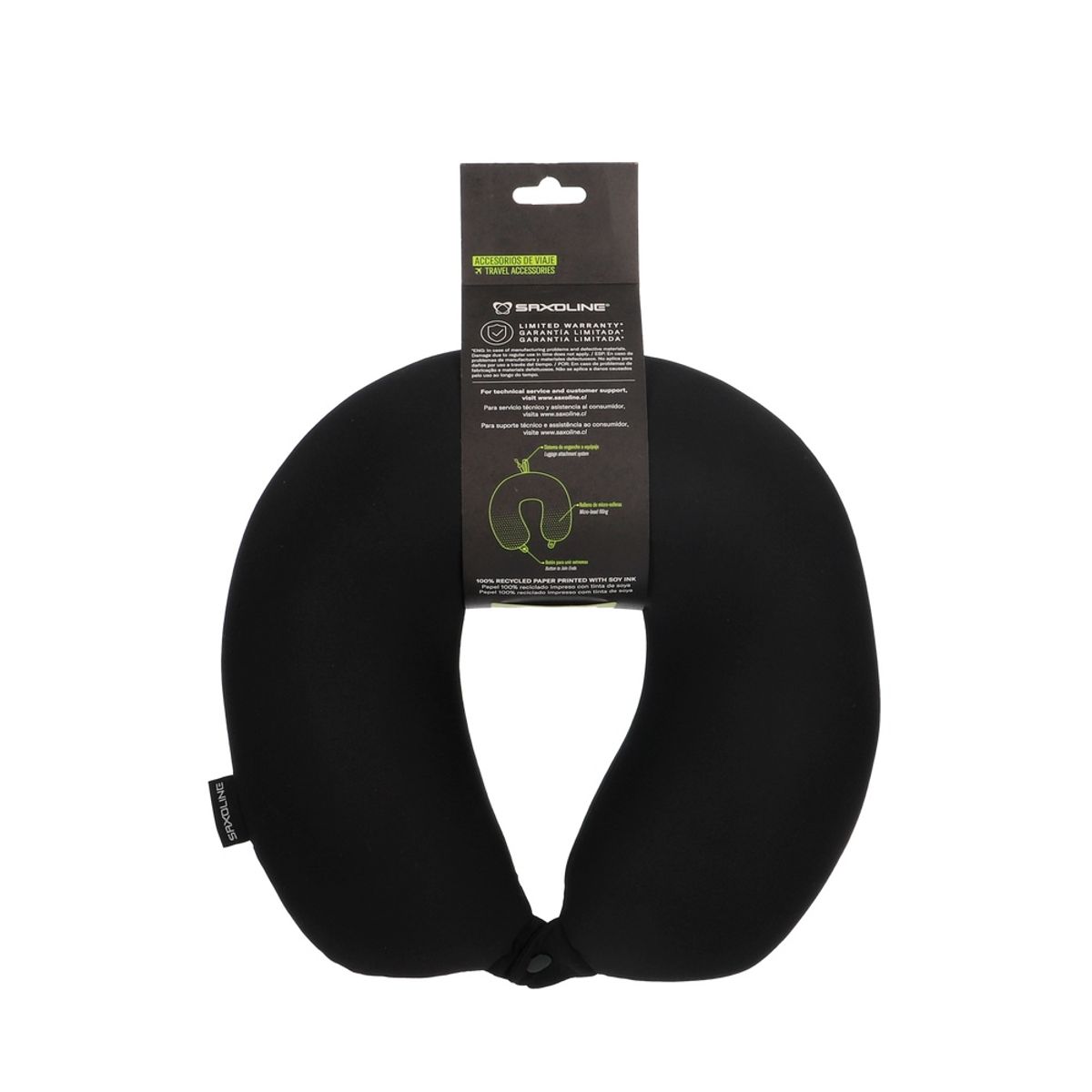 SAXOLINE - Almohada Cervical Inteligente para Viaje Saxoline Negro