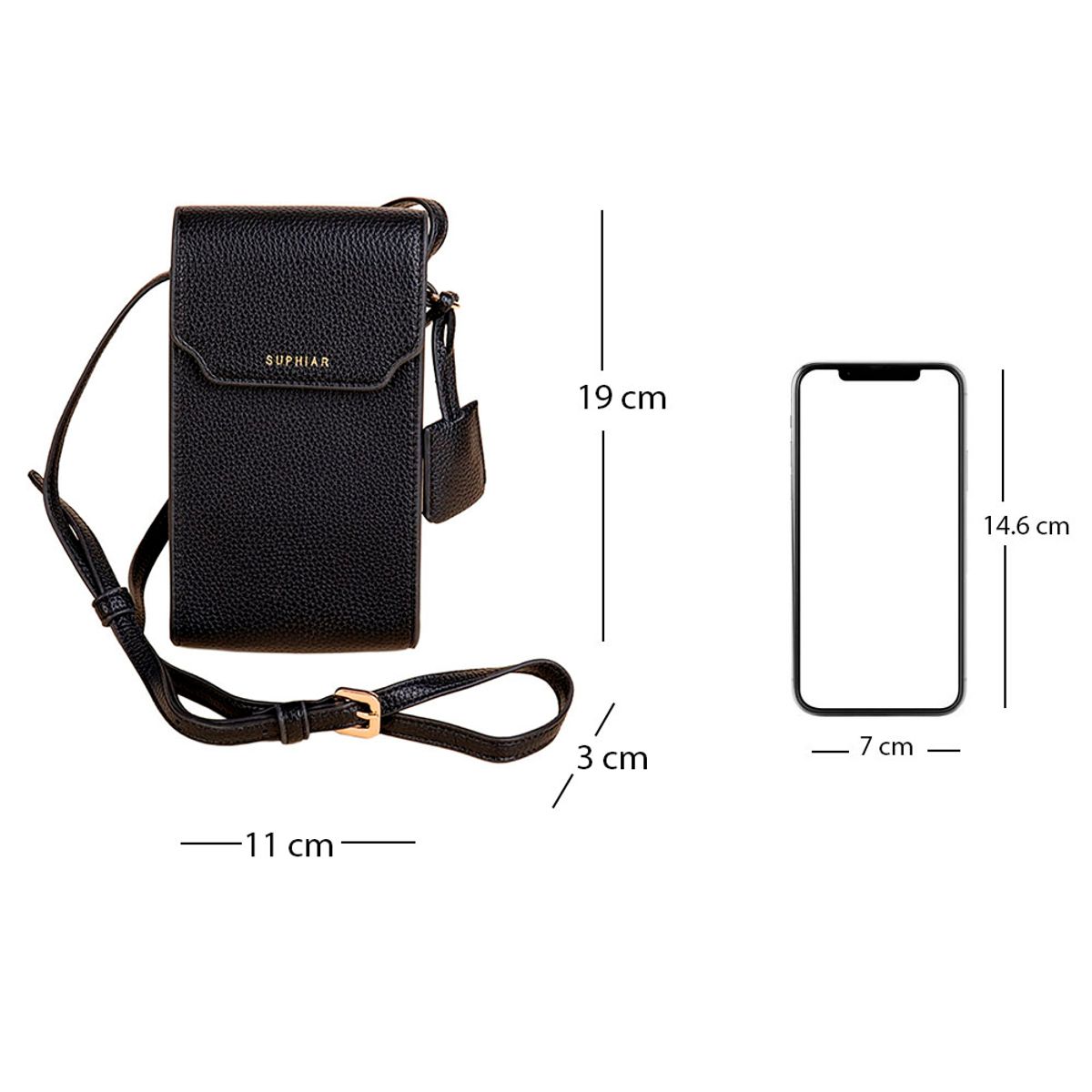 GENERICO - Cartera Mini Bolso Para Celular Negro