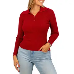 MPROPIA - Sweater básica mujer cuello pique colores