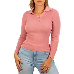 MPROPIA - Sweater básica mujer cuello pique colores