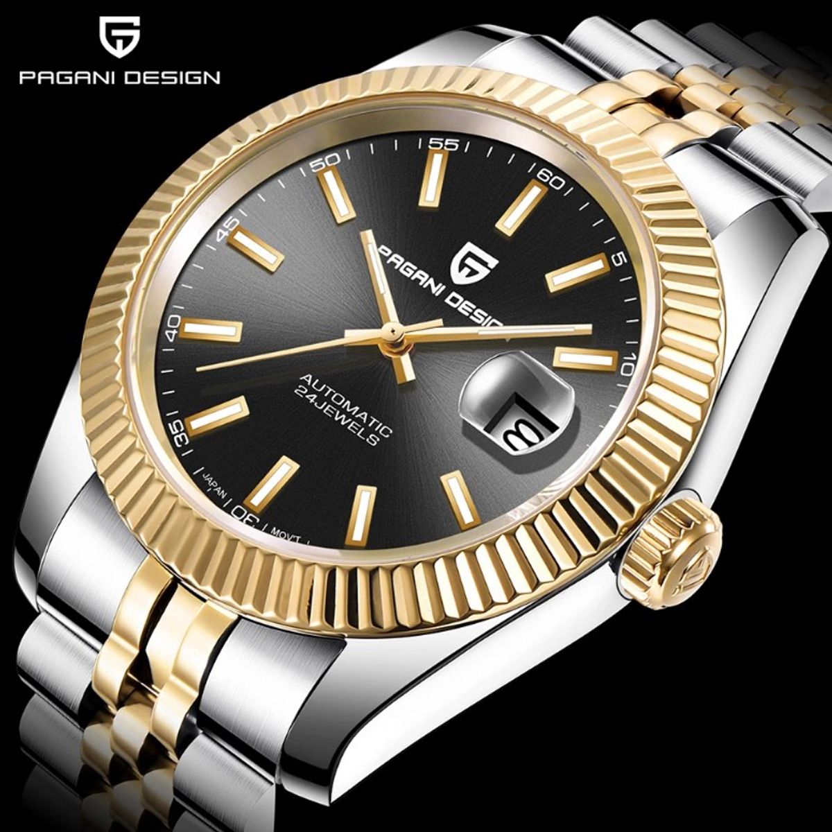 PAGANI - Reloj Hombre PAGANI DATEJUST GOLDBLACK Automático Cristal de Zafiro