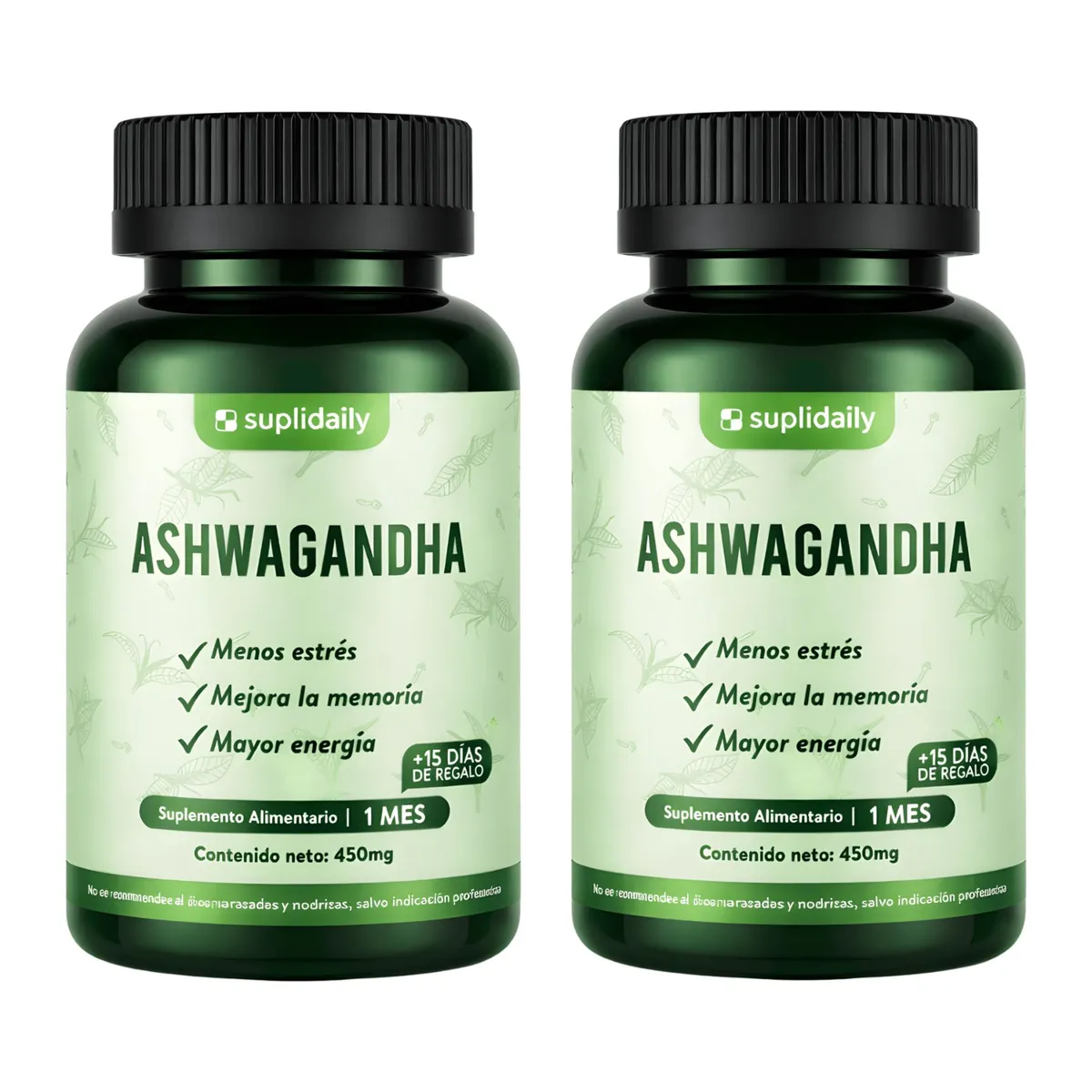 SUPLIDAILY - Ashwagandha Premium 450 Mg 3 meses Cápsulas Suplidaily PACK X2
