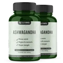 GENERICO - Ashwagandha Premium 450 Mg 120 Cápsulas Suplidaily PACK X2