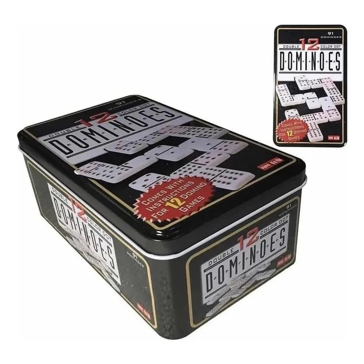 GENERICO - Domino Chancho 12 Juego Dominó Caja Metálica 91 Piezas