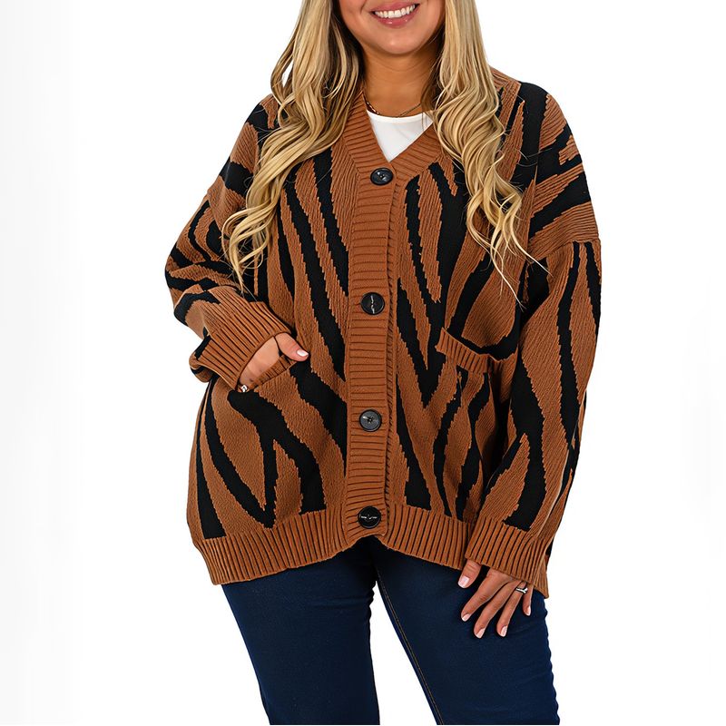 MPROPIA - Cárdigan Mujer botones Oversize Animal print colores