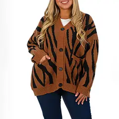 MPROPIA - Cárdigan Mujer botones Oversize Animal print colores