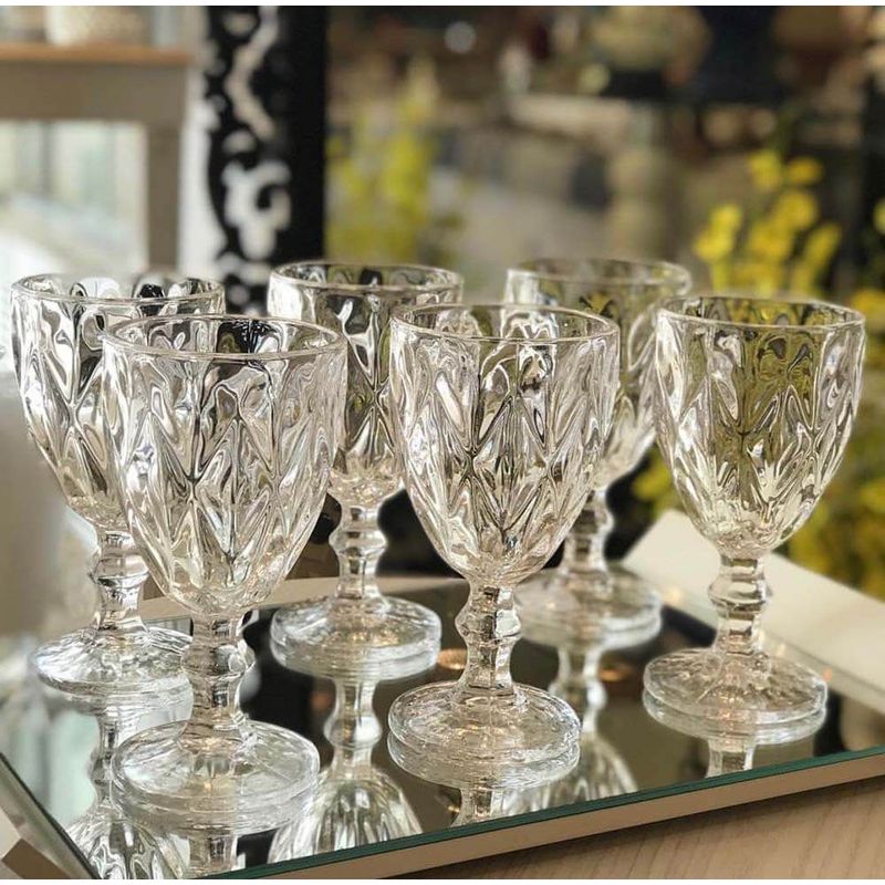 MI DECO HOME CADA DETALLE IMPORTA - SET 6 COPAS DIAMOND LYOR TRANSPARENTE 300CC