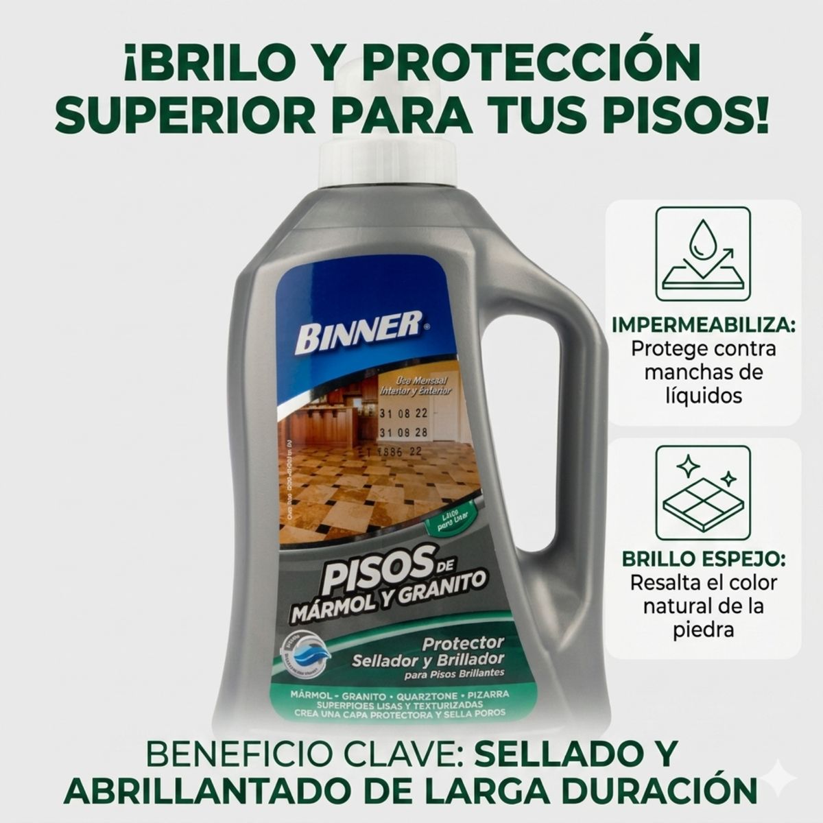 GENERICO - Protector, Sellador Y Abrillantador De Marmol Y Granito 1l