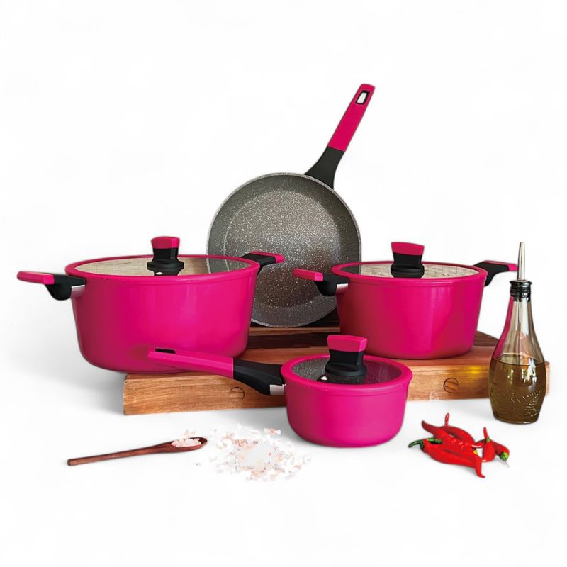 KITCHENWARE - Pack Batería de Cocina Profesional KW Marble Aluminio Cherry