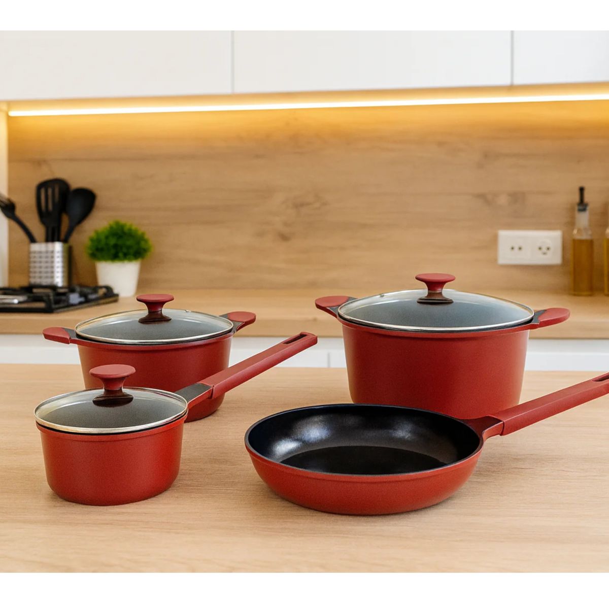 KITCHENWARE - Pack Batería de Cocina Profesional KW Berries 7 Piezas Aluminio Fundido