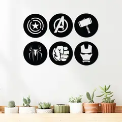 ELAB PROPIA - Set de 6 Cuadros Calados en Madera - Superhéroes Fun Republic