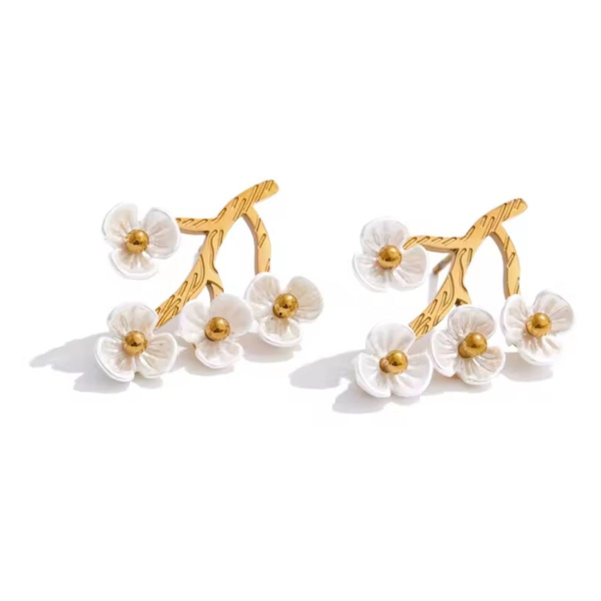 GENERICO - Aros Flor giratoria chapado en oro 18k