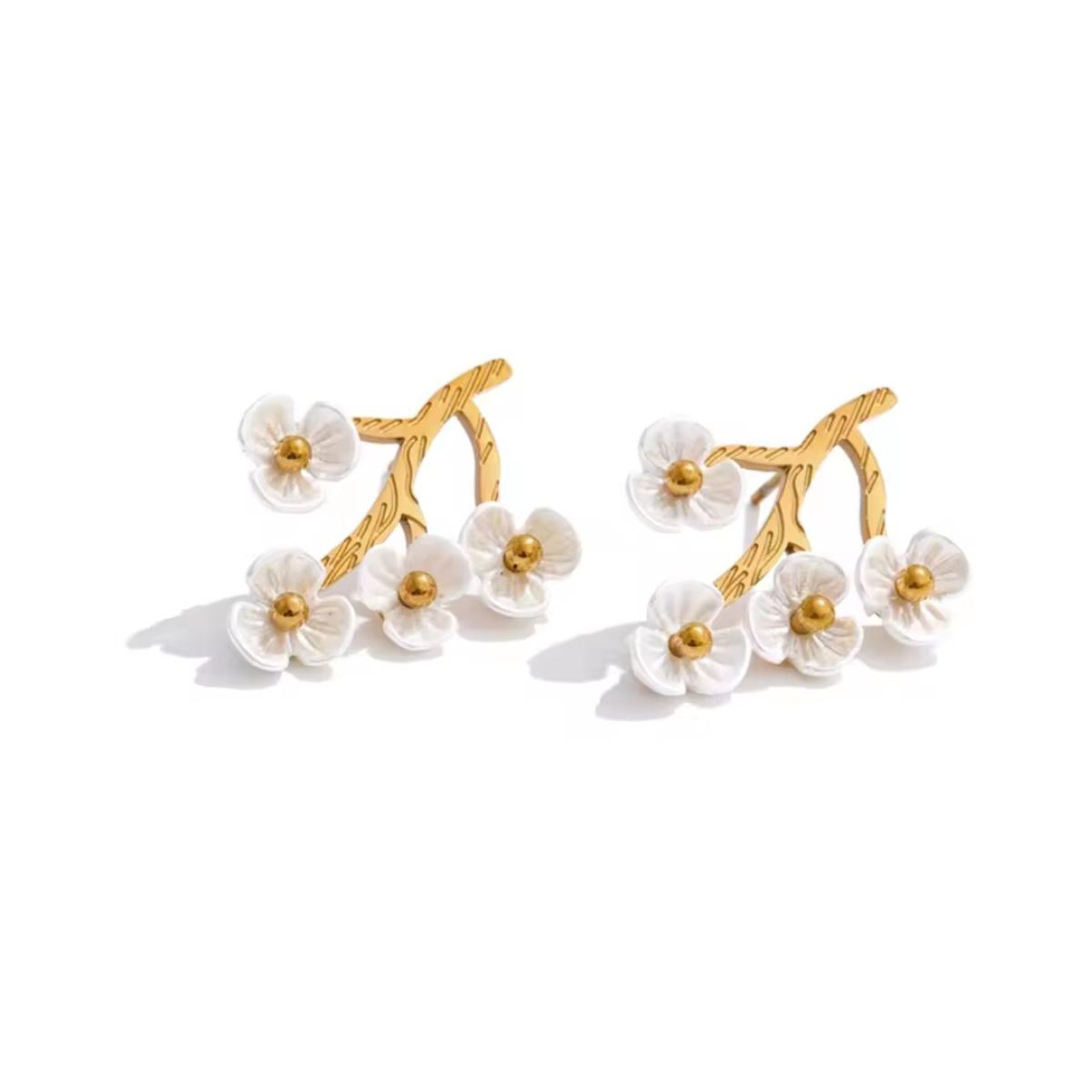 GENERICO - Aros Flor giratoria chapado en oro 18k