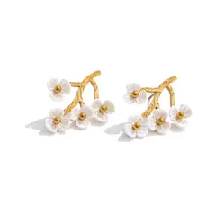 GENERICO - Aros Flor giratoria chapado en oro 18k