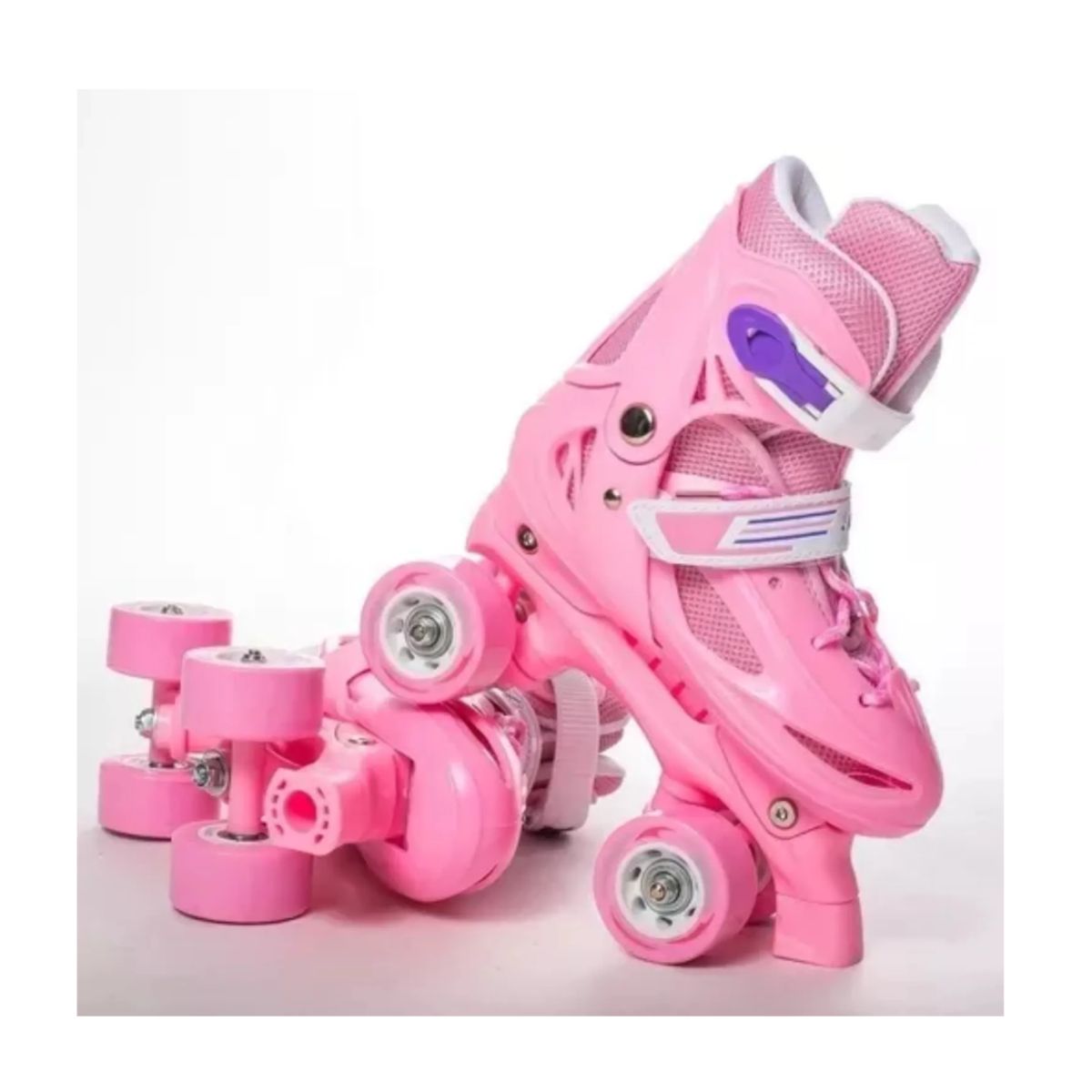 GENERICO - Patines 4 Ruedas Roller Rosado De Niña XS 25 al 29