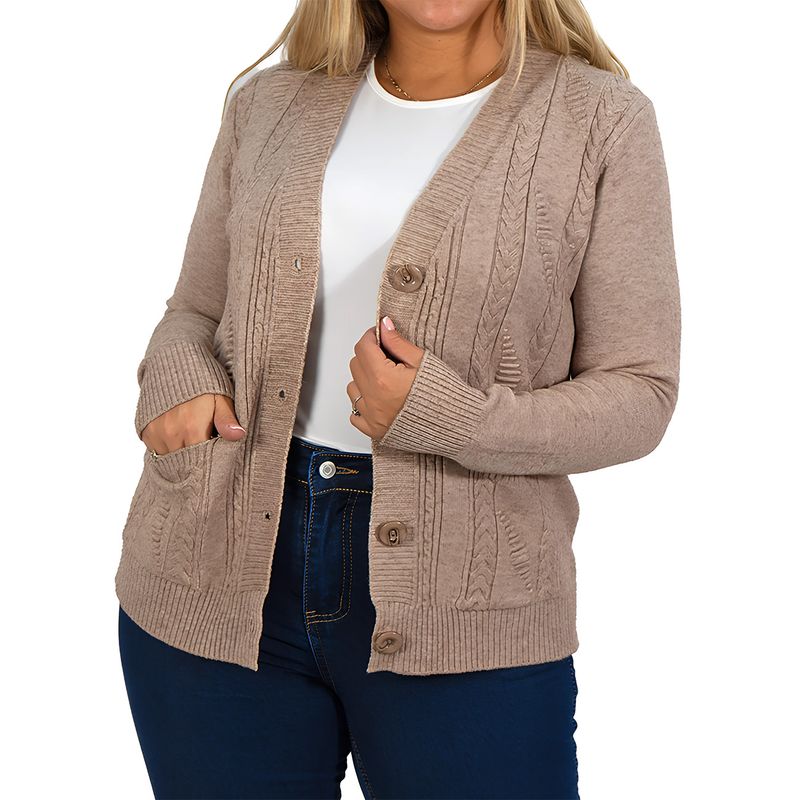 MPROPIA - Cárdigan Mujer Bolsillos texturado colores