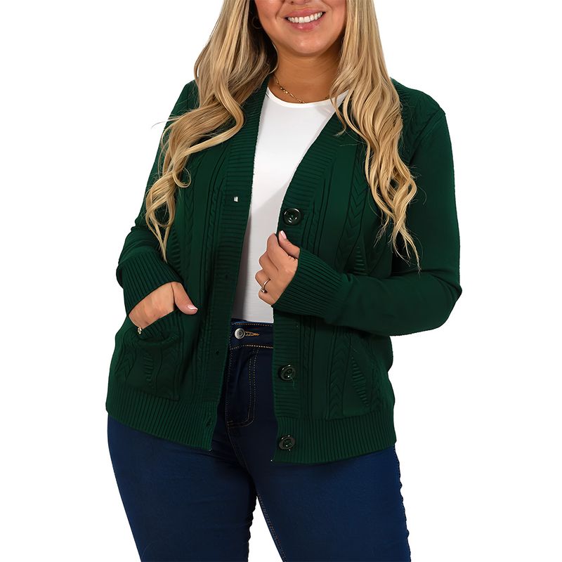 MPROPIA - Cárdigan Mujer Bolsillos texturado colores