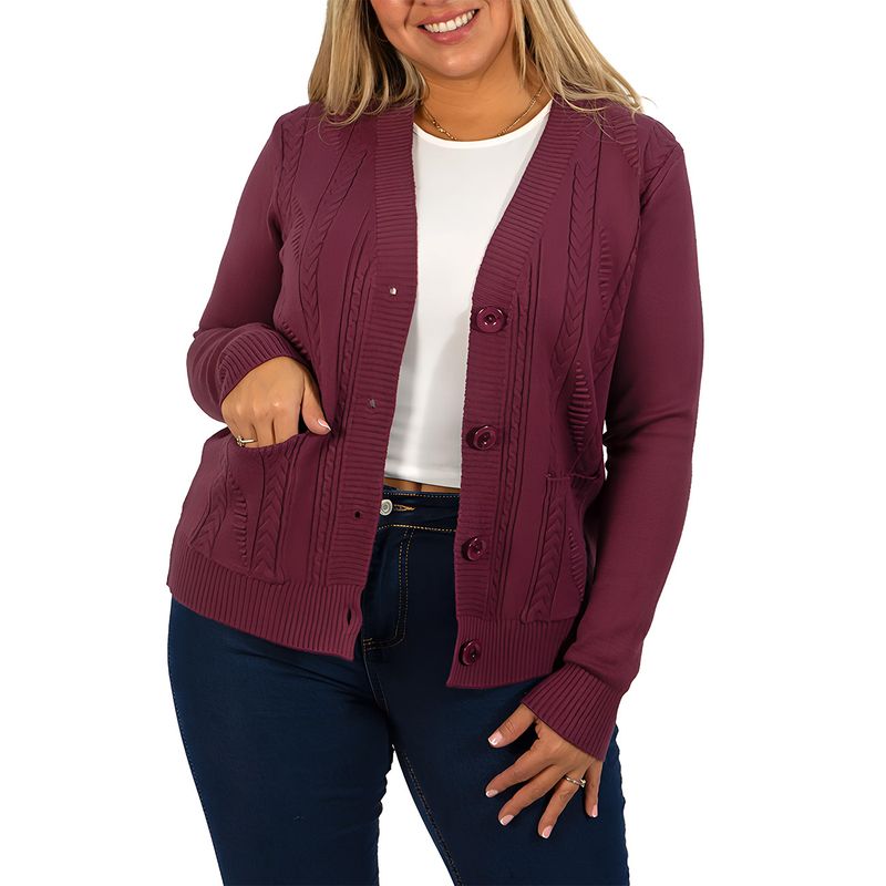 MPROPIA - Cárdigan Mujer Bolsillos texturado colores