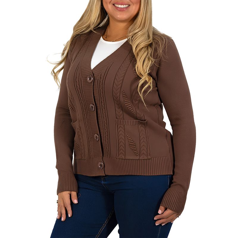 MPROPIA - Cárdigan Mujer Bolsillos texturado colores