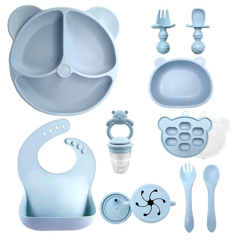 TATEE - Set 12 de Alimentación Silicona Dividida Con Ventosa Bebés