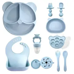 TATEE - Set 12 de Alimentación Silicona Dividida Con Ventosa Bebés