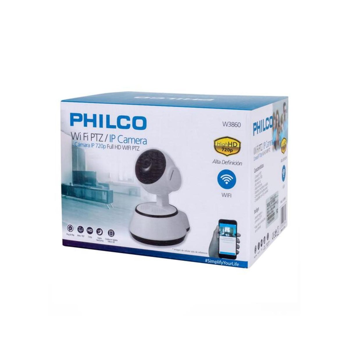 PHILCO - Camara De Seguridad IP WiFi HD 720P Con App Blanco Philco