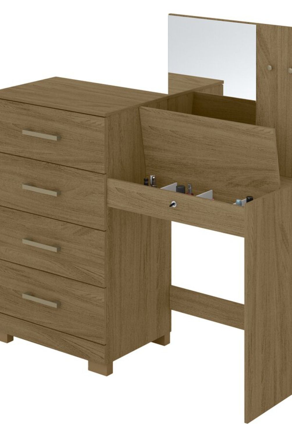 ROCH LTDA - Comoda Roch M-804 4 Cajones  Espejo Color Natural