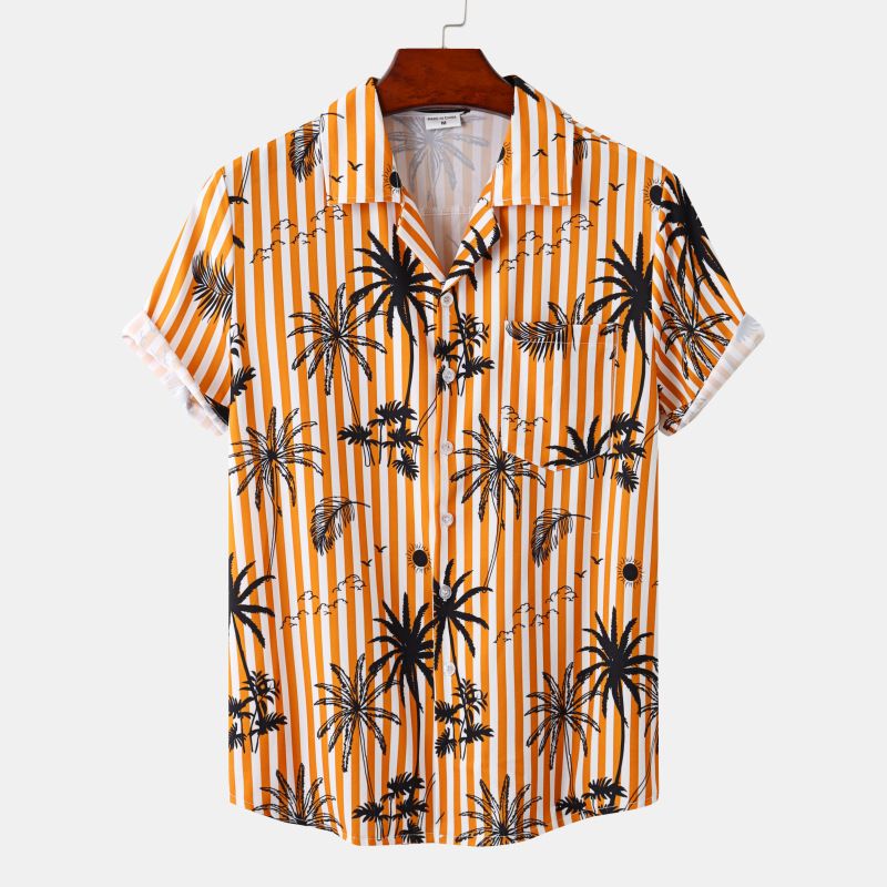 EDWINAYY - Camisa Guayabera Hawaiana Moda Casual Estilo Para Hombre