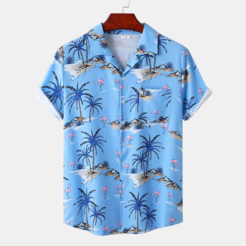 EDWINAYY - Camisa Guayabera Hawaiana Moda Casual Estilo Para Hombre