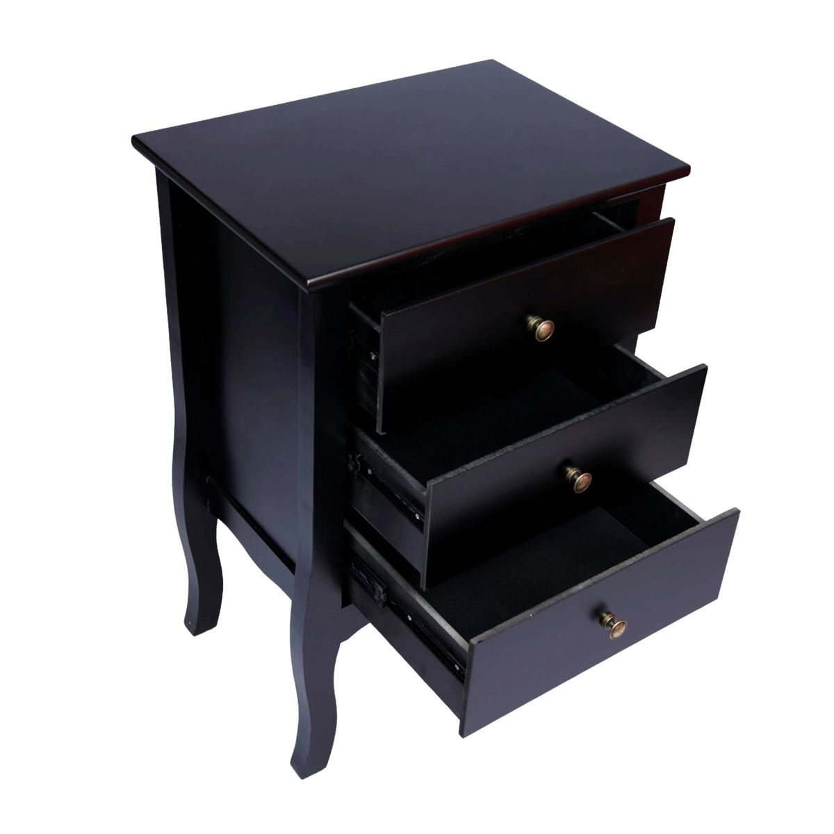 ITAHOME - SET 2 VELADORES DORMITORIO IMPERIA 3 CAJONES NEGRO