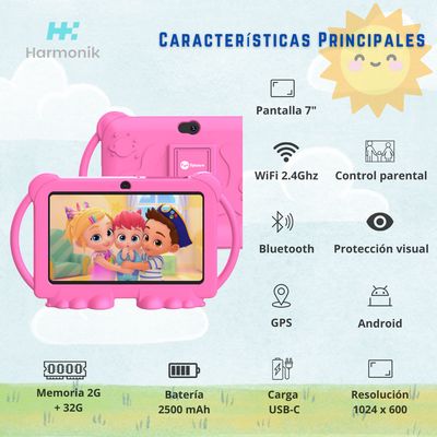 Imagen 2 del producto Tablet Para Niños 7 2g-32g Control Parental Wifi Playstore Con Funda Protectora Rosa