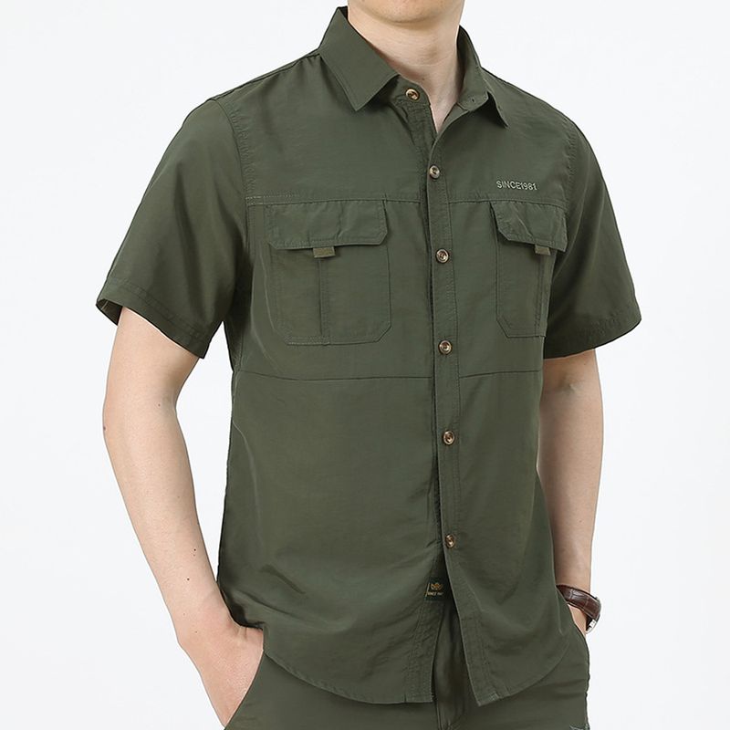 EDWINAYY - Camisa Manga Corta Clásica Outdoor Trekking Ripstop Hombre
