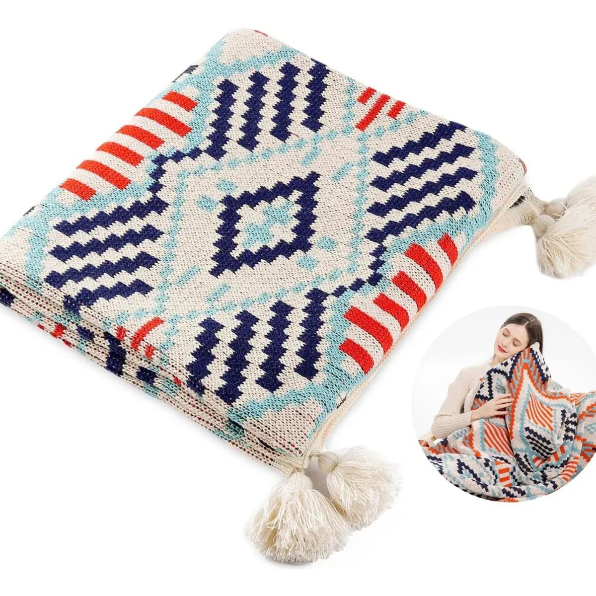 KUANGYE - Manta Decorativa Tejida Para Sillon Piecera Cama Bohemia