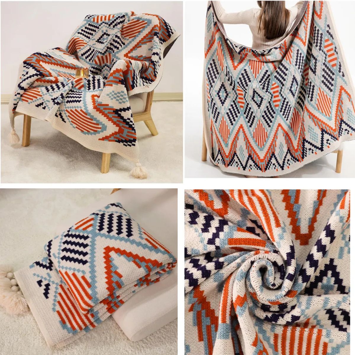 KUANGYE - Manta Decorativa Tejida Para Sillon Piecera Cama Bohemia