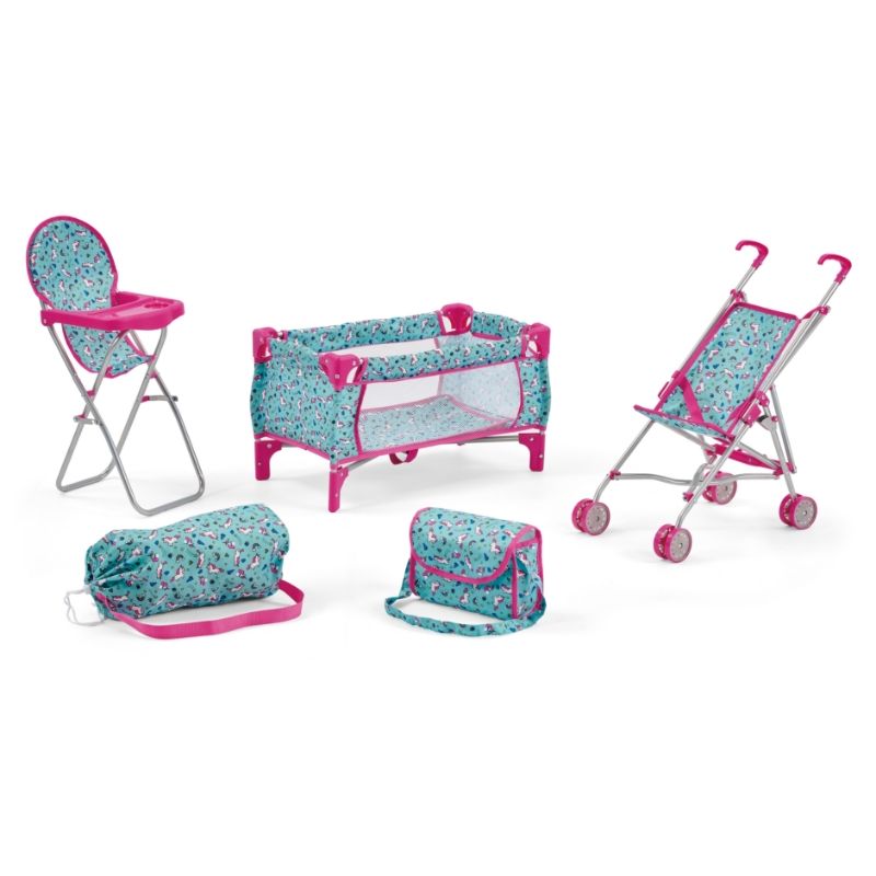 BESTOYS - Coche Muñeca con cuna y silla de comer metalico Bestoys